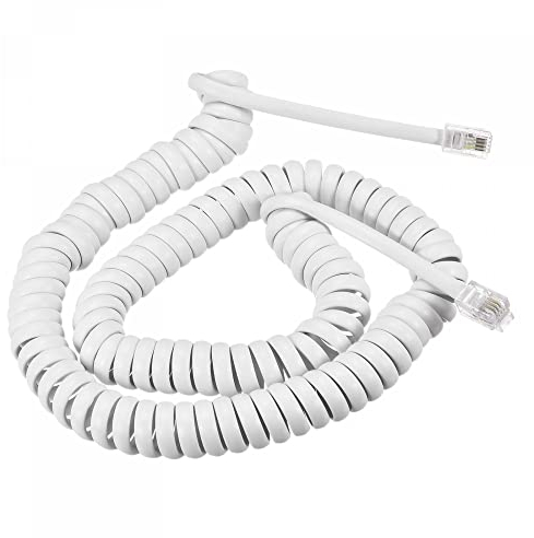 sourcing map Telephone Handset Cord, 4P4C 5.91 Feet Coiled Landline Phone Handset Cable for Home or Office White 2 Pack