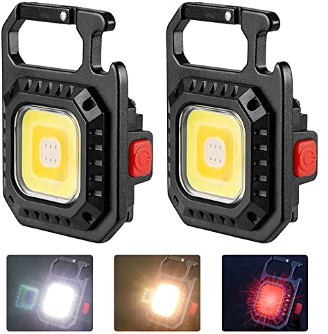 WingFly Mini Taschenlampe, LED Arbeitsleuchte, USB Aufladen Tragbare Arbeitslampe 7 Modi Taschenlampe Faltbarer Halterung Flaschenöffner Magnetbasis Camping, Notfall, Angeln