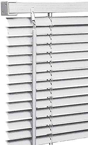 Ruby Deals PVC Venetian Blind Blinds Window (White 105W x 150H cm) | 25mm Thin Slats Kitchen Window Blinds Treatments Easy Fit Curtains Trimmable Fittings Home Office