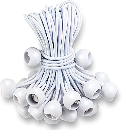 MIVIDE Spanngummis mit Kugel 15 cm, Planenspanner mit Kugel Weiß, 100 Stück | Gummispanner Zeltgummis für Zelte, Planen, Poster, Camping, Vorhänge, Extender