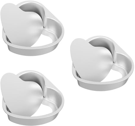 BESTonZON 3 PCS Heart Shaped Cake Pan, 6 Inch Aluminum Cake Pans with Removable Bottom, Heart Cake Tin Baking Cake Mold, Aluminum Cake Tin Small Cake Pan for Weddings, Parties and Family Occasions