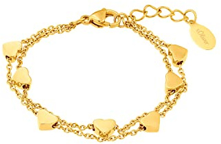 s.Oliver Armband Edelstahl Mädchen Kinder Armschmuck, 14+2 cm, Gold, Herz, Kommt in Schmuck Geschenk Box, 2036451