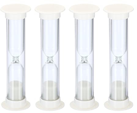 PATIKIL 1 Minuto Arena Temporizador, 4uds Pequeño Arena Reloj con Plástico Cubierta, Cuenta Regresiva Arena Cristal para Juegos, Cocina, Fiesta Recuerdos Bricolaje Decoración, Blanco