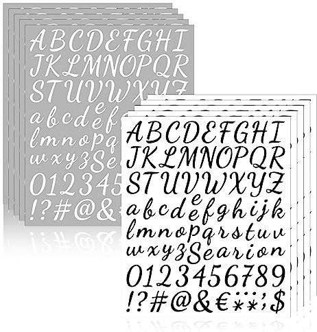 TAFACE 10 hojas de pegatinas alfabeto manuscritas, pegatinas de alfabeto de vinilo autoadhesivas, letreros alfanuméricos, pegatinas decorativas adhesivas, bricolaje, álbumes de recortes, papelería