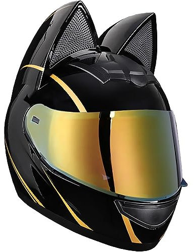 Letetexi Motorradhelm mit ECE Genehmigt Herren, Fullface Helm mit Schirm Anti Fog Doppelvisier Motorrad Klapphelm Geschlossenen Motorradhelm Katzenohren für Damen Vollvisierhelm leise