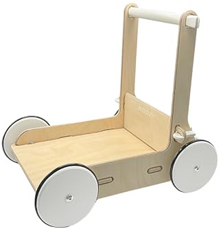 Moover Classic Baby Walker, Push Along Toy, Easy Assembly, Stylish, Durable, Designed in Denmark from Russian Birch Plywood by Kåre Tofte, 45 x 53.5 x 21 cm, 12 Months+, Natural Wood and Off-White