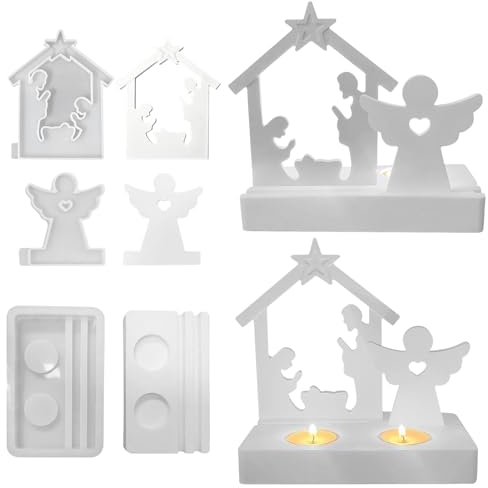 GZWY Silikonform Kerzenhalter, Silikonformen Gießformen Osterhase Kerzenhalter, DIY Silikon Gießform Kerzenhalter, Hase Gipsformen zum Gießen für Ostern Geschenke (Taufe Jesu A)