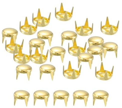 sourcing map 100 Piezas de Tachuelas Redondas Doradas de 5mm, Remaches de Garra de Metal, Puntas de Estilo Punk Rock para Manualidades en Cuero, Ropa, Cinturones