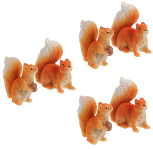 Happyyami 6stücke Miniatur Squirrel Figurine Aus Resin Realistische Garten Deko Für Mikro-landschaften Und Innenräume Für Pflanzenarrangements Und Festtagsdekoration