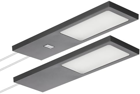 SOTECH 2er Set LED-Möbelleuchte GIULIA II 2700K warmweiß schwarz | mit/ohne Sensor inkl. Trafo & Verteiler Unterbauleuchte Schrankleuchte Vitrinenbeleuchtung