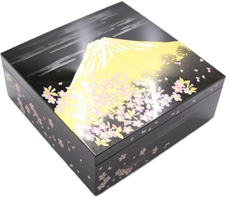 JISADER Japanisches Sushi-Tablett, Lunchbox, japanische Bento-Box, Sushi-Teller, traditionelle lackierte Box für Restaurants, 12.5 cm x 12.5 cm x 6.5 cm