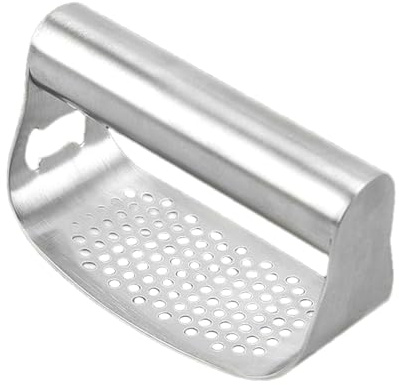 Knoblauchpresse, garlic press, Zerkleinerer für Knoblauch, Knoblauchschäler, Knoblauchzerkleinerer, Knoblauch-Ingwerpresse, Küchenhelfer mit ergonomischem Griff für Camping, Picknick, Silber