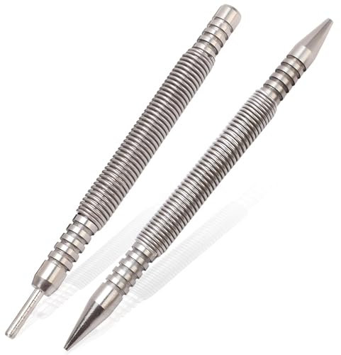 Saipor 2pcs Dual Head Nail Setter and Hinge Pin Remover Punch Set, 3/32″& 1/16″Heads Hammerless Spring Nail Set, 3500 PSI Striking Force Spring Loaded Nail Punch