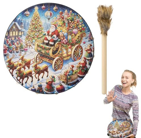Schamanische Handtrommel, Schamanische Handtrommel, 25,4 cm (10 Zoll), Schamanen- -Trommel mit Schlägel, Heimdekoration, Klang-Heilwerkzeug für Reflexionsmeditation