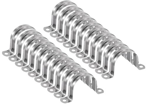 sourcing map 10pcs 1 3/4 Inch 45mm Conduit Clamps, M45 U Tube Pipe Clamp, Stainless Steel Rigid Pipe Strap, U Shaped Bracket with Two Hole for Pipe Tube Hose Wire Cord Fixing