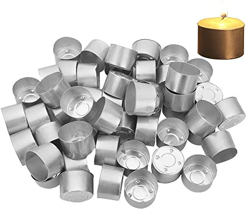 Lpitoy 100 Vasos De Aluminio para Velas De Té, Recipientes Vacíos para Cera De Velas, Latas De Metal para Velas De Té, Molde para Velas DIY