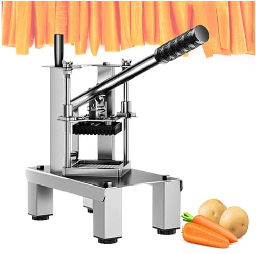 Commercial French Fry Cutter, Thickened Stainless Steel, Anti-slip Base with 2 Replacement Blades, Stainless Steel French Fry Cutter, Heavy Duty Vegetable Chopper Dicer for Potato Onion Carrot Cucumbe