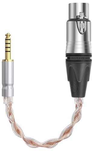 Geekria Cavo adattatore audio bilanciato da 4,4 mm maschio a XLR femmina a 4 pin XLR femmina bilanciato, cavo di conversione audio OCC placcato argento, compatibile con amplificatori, microfoni (20