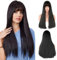 LUFFLOK Lange Gerade Schwarze Perücken für Frauen Synthetisches Haar Hitzebeständig Perücke Natuaral Gerade Brünette Perücke mit Pony Geschichtetes Haar für Tägliche Party Cosplay 70cm (black)