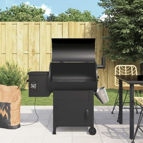 ShGaxin Barbacoa de pellets con Chimenea Hierro Negro 104 cm, Barbacoa Carbon, Ahumador Barbacoa, Parrilla De La Barbacoa, Barbacoa Carbon Y Leña
