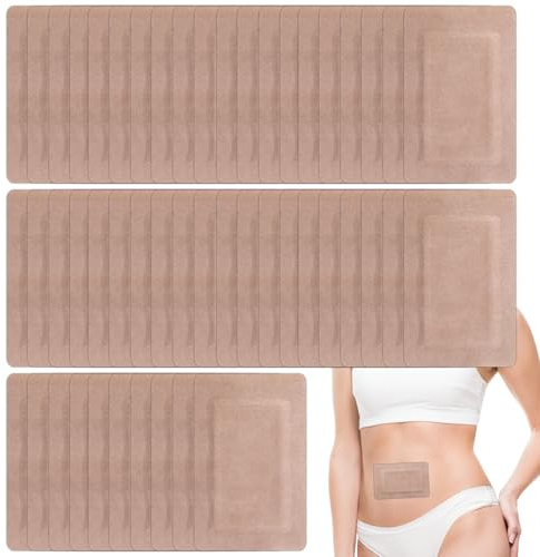 50 Stück Rizinusölpackungen für den Bauchnabel (Öl Nicht im Lieferumfang Enthalten), Stark Saugfähige Selbstklebende Rizinusölpflaster zum Einmalgebrauch für den Bauchnabel (Hautfarbe)