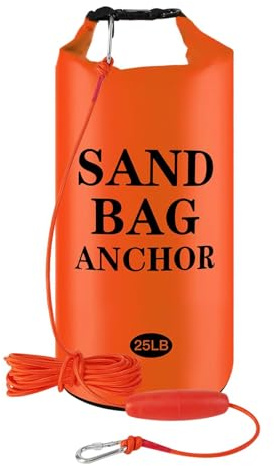WSFSLJWDW Sacs d'ancrage de sable de 11,3 kg, sacs étanches 2 en 1, kit d'ancrage pour jet ski avec bouée réglable pour petits bateaux, jetski, motomarines, canoës et kayaks