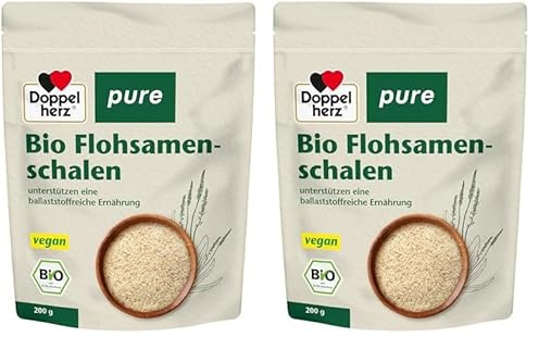 Doppelherz pure Bio Flohsamenschalen – geschmacksneutral – zur Unterstützung einer natürlichen Verdauung und der Darmgesundheit – 200 g (Packung mit 2)