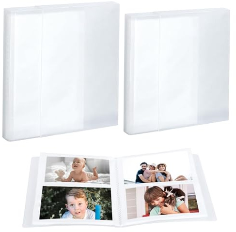 Fotoalbum Einsteckalbum 2 Stück A6 Album Transparent Fotoalbum zum Einstecken Einsteckalbum 10x15 für Hochzeit,Baby,Geburtstag (für Insgesamt 200 Fotos im Format 10x15)