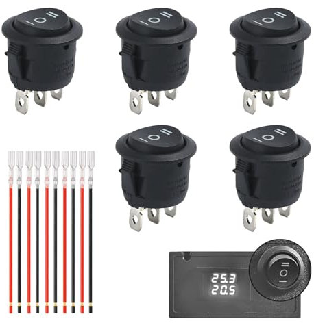 5 interruttori a levetta a 3 posizioni, interruttore a bilanciere 12 V, 3 poli, interruttore a levetta 12 V, rotondo con filo, interruttore On-Off, interruttore a 3 pin, a scatto per auto, barca