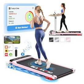 BLACK LORD 9% Incline Treadmill, 3.2HP Walking Pad, 4-in-1 Electric Home Office Treadmill, Portable Under Desk Fitness Equipment, 12 Pre-set Programs, Built-in speaker, 140kg Capacity, Pink