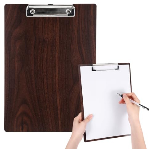 4 Stück Klemmbrett A4 Holz, Schreibbrett Clipboard mit Metallklemme, 35x40 cm/13.78x15.75 Inch Durable Hartfaserplatte Holzmaserung Abgerundete Ecken Zwischenablage für Büro Schule Zeichenprojekte