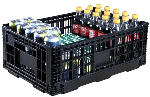 QTJH Faltbare Aufbewahrungsbox 52L – Robuste Kunststoffkiste stapelbar – Milchkästen Kunststoff – Lagerkiste für Haushalt, Garage, Auto, Camping, Instacrate Alternative (1)