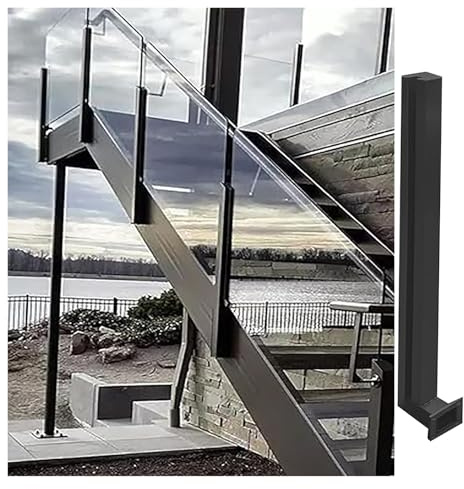 Sistema de barandilla de cristal para exteriores, para escaleras, balcones y terrazas, opciones de altura, 80105 cm, columna de seguridad para pasillos y áticos, diseño duradero y elegante