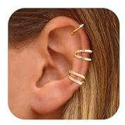 Kenivira 3 Pezzo Ear Cuff Orecchini Donna Oro Regolabile Ear Cuff Orecchini Senza Buco Donna