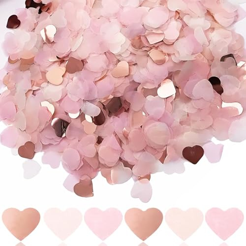 12000 Stück Herzen Konfetti, Mehrfarbig Konfetti Hochzeit, 100g, Seidenpapier Deko für Hochzeit, Valentinstag, Jahrestag, Geburtstag, (3 Farben)