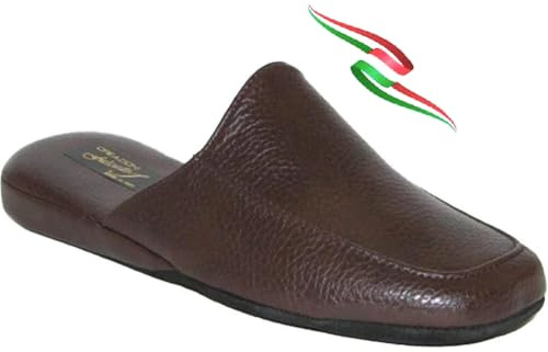 Ciabatte pantofole uomo da camera Falcade Ross suola pelle scamosciata silenziosa sottopiede soft qualità italiana (Testa di moro, 42, Sistema Taglie Calzature EU, Adulto, Uomo, Numero, Media, 42)