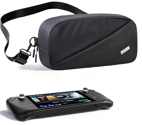 Lacdo Carrying Case for Nintendo Switch 2 / Steam Deck OLED/ROG Xbox Ally X Storage Portable Bag, Protective Crossbody Sling Bag, Steamdeck Case Switch 2 Case Bag Fit Console & Accessories, Black