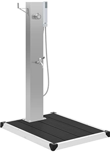 Generico Doccia da Esterno con Piatto in WPC Acciaio Inossidabile,Casa e Giardino,Piscine e Spa,Accessori per Piscina e Spa,Grigio,18.1 kg,3051292