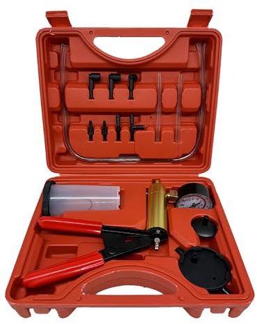 Kit di spurgo freni con pompa a vuoto, manometro di precisione, struttura in ottone massiccio, finitura placcata in rame, manico in plastica, set di attrezzi per lo spurgo del liquido dei freni