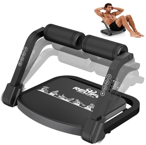 RELIFE REBUILD YOUR LIFE Bauchmuskeltrainer Bauchtrainer für Zuhause Gerät Zusammenklappbar & 3 Widerstandsstufen Bauch Beine Po Training Core Ab Machine Abdominal Trainers