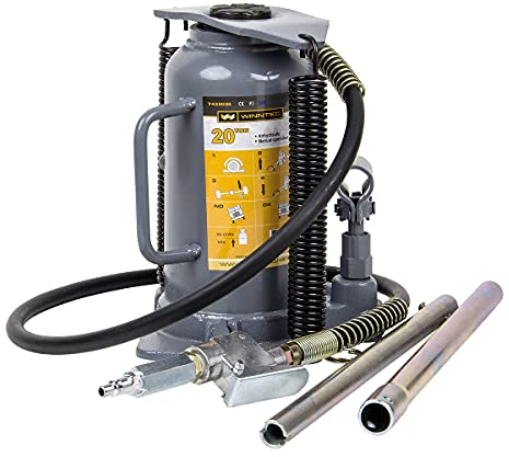 Winntec 20 Ton Pneumatic Air Bottle Jack for Commercial Car Garages and Workshops, 245mm to 475mm Lifting Height with a 80mm Screw Extension
