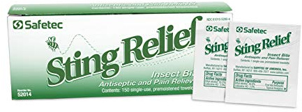 Safetec Sting Relief Wipes, 150 Count Box