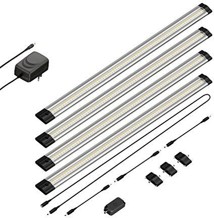 Parlat apparecchio sottopensile a LED Siris, dimmer a sfioramento, piatto, ogni 50cm, ogni 531lm, bianco caldo, set di 4