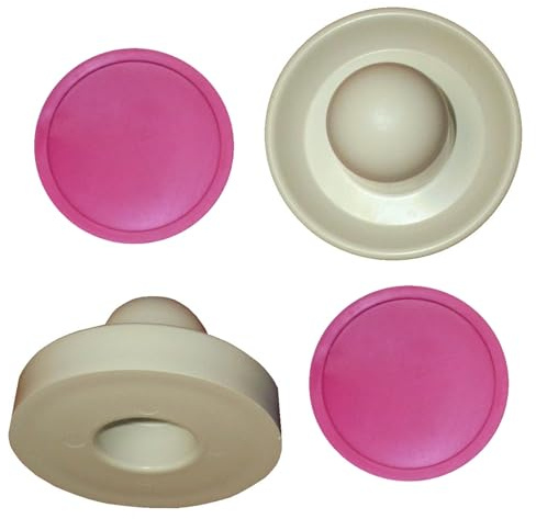 2 Arcade Commercial Hockey Goalie Mallets w/ 2 Large 3.25 Inch Pink Air Pucks