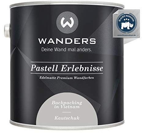 Wanders Pastell Erlebnisse 2,5L - Kautschuk/Helles Grau - Edelmatte Wandfarbe! Küchenmöbellack und Möbelfarbe. Kreidefarbe für Holz & mehr. Hohe Deckkraft, schnell trocknend