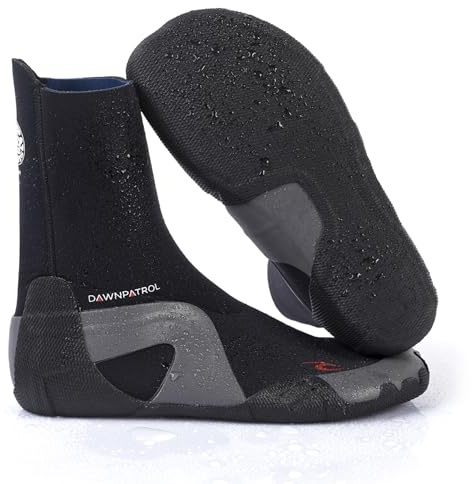 RIP CURL Dawn Patrol 3mm Muta in Neoprene con Punta Arrotondata Stivali Scarpe - Nero - Unisex - Easy Slide on System - SOS - Sensitive
