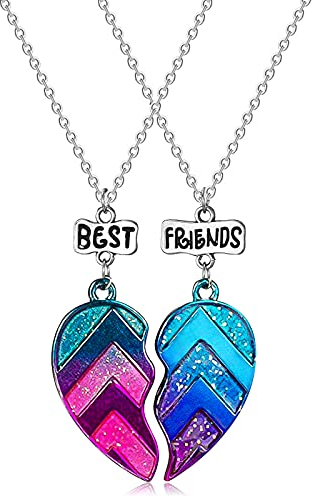 MJARTORIA Damen Mädchen Jungen Halskette Silber Farbe Essen Regenbogen Schmetterling Eule Schmuck Anhänger mit Gravur Freundschaftsketten