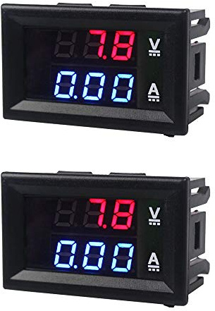Mini voltímetro digital Amperímetro DC 100V 10A Panel Amp Volt Voltaje Medidor de corriente Probador Azul Rojo Pantalla LED dual (2 piezas)