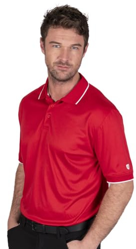 Island GREEN Men's Golf Polo Shirt with 2 Way Stretch Breathable Fabric Moisture Wicking Quick-Dry Short Sleeve Sports T-Shirt