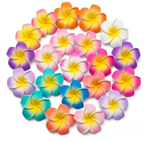 24 StüCk 6cm Hawaii Plumeria Blumen Haarklammern, 12 Farben Gemischt, Eva Material, Mit Clip-Design, Ideal FüR Strandparty, Hochzeit, Event Dekoration